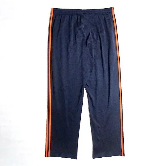 Adidas Navy Blue Pulse Orange 3-Stripe Track Pants Size Large Athletic Joggers - Picture 2 of 6